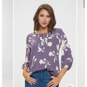 West Kei Sophia 3/4 Floral Blouse Purple Size XS